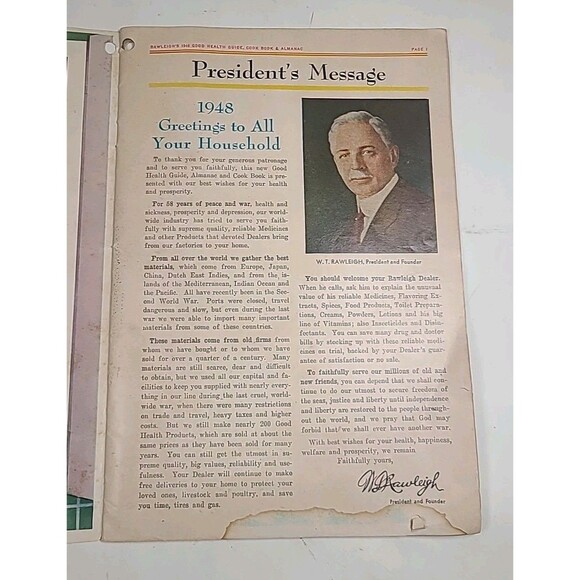 RAWLEIGH'S 1948 Good Health Guide Almanac and Cook Book  Fascinating! - Picture 6 of 7